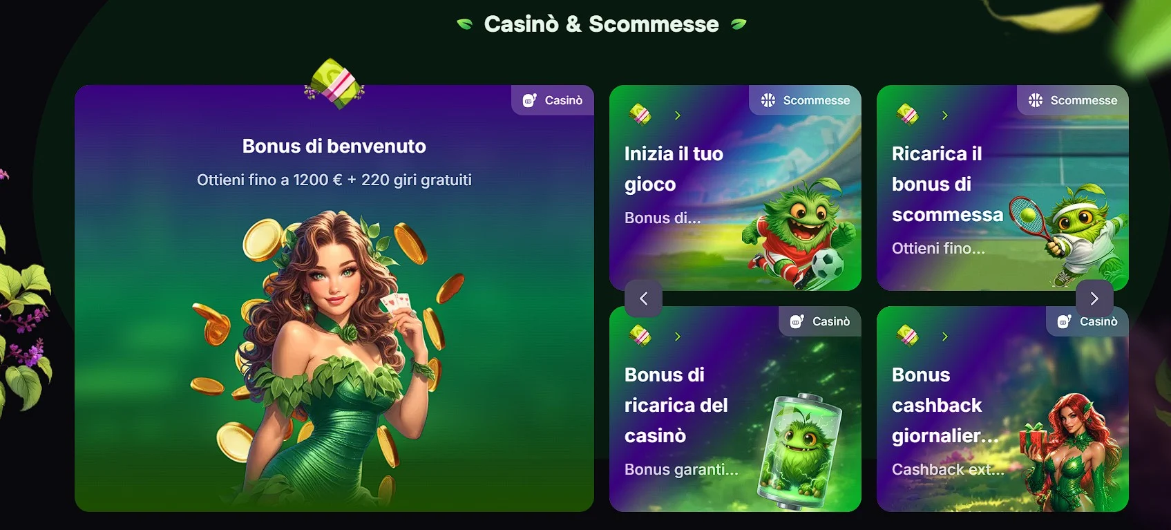 Pagina delle promozioni di Verde Casino in Italia